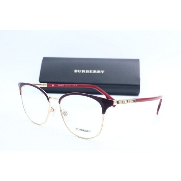 Authentic Burberry B 1355 1319 Bordeaux Cat Eye Eyeglasses Clear Lenses 52mm - Picture 1 of 6